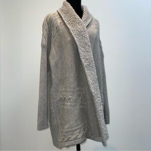 Olsen Europe Grey Wool/Alpaca Blend Cable Knit Long Cardigan M
